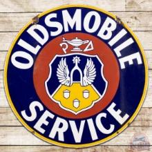 Oldsmobile Service 42" DS Porcelain Sign w/ Crest Logo