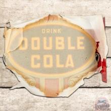 Superb NOS Drink Double Cola Die Cut DS Tin Flange Sign w/ Paper