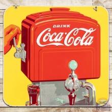 Drink Coca Cola DS Porcelain Sign w/ Fountain Dispenser