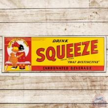 NOS Drink Squeeze "That Distinctive" Embossed SS Tin Sign w/ Kids