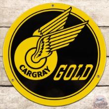Cargray Gold Gasoline SS Porcelain Pump Plate Sign