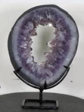 Beautiful 7.3lb Amethyst Geode Portal Slice on Custom Made Stand from Brazil ROCKS&MINERALS