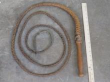 Very Cool 10'4"L Braided Bull Whip w/Wooden Handle 20th Century COWBOY/WESTERN