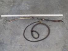 2 Vintage Hand Braided Leather Whips, Quirt Whip is 29"L & Brown is 57"L (ONE$) COWBOY/WESTERN