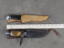 2 Vintage Knives w/Leather Sheats, Both Case XX made in the USA (ONE$) KNIVES