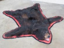 Nice Felted Black Bear Rug w/Mounted Head, all claws TAXIDERMY