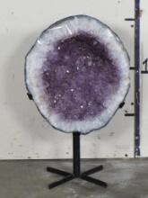 BIG Beautiful 29.5lb Purple Amethyst Round Geode Section on Custom Stand ROCKS&MINERALS