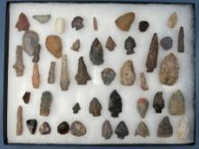 47 Various Arrowheads, Tools, Artifacts, Mainly Central States