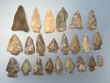 Lot of 23 Mainly Onondaga Chert Points, Longest is 2 1/16", Found in New York,