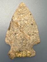 2" NICE Ex: Bowser Rhyolite Corner Notch Point, Found in Washington Boro, Lancaster Co., PA