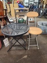 20" METAL OUTDOOR TABLE WITH SMALL CHAIR