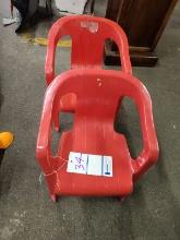 PAIR OF RED PLASTIC KID CHAIRS