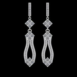 1.56 Ctw VS/SI1 Diamond 14K White Gold Dangling Earrings