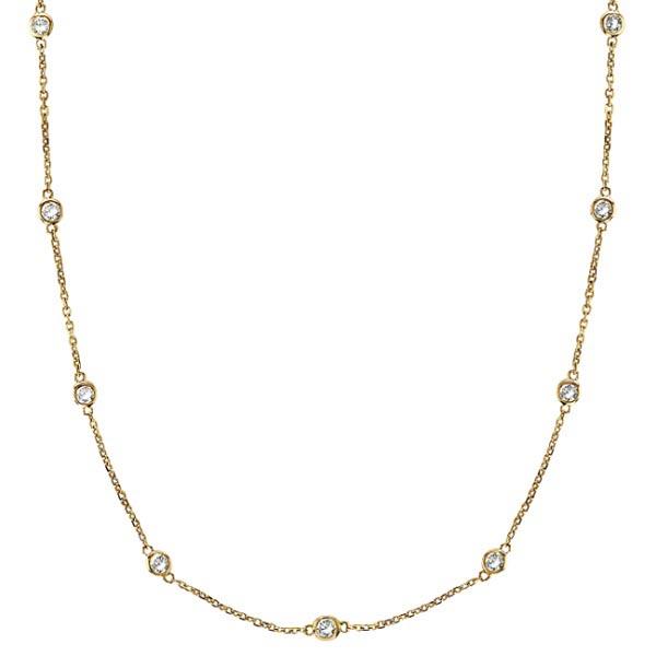 Station Bezel-Set Necklace in 14k Yellow Gold 0.50 ctw