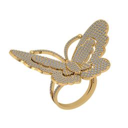 3.18 Ctw SI2/I1 Diamond 14K Yellow Gold Butterfly Engagement/Wedding Ring