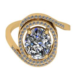 2.82 Ctw SI2/I1 Diamond 14K Yellow Gold Engagement Halo Ring (Oval Cut Center Stone Certified By GIA