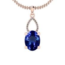Certified 5.64 Ctw VS/SI1 Tanzanite and Diamond 14K Rose Gold Vintage Style Pendant