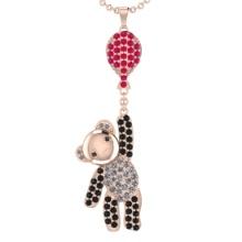 2.87 Ctw SI2/I1 Ruby and Diamond Prong Set 14K Rose Gold Hip Hop theme Pendant Necklace