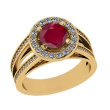 2.14 Ctw I2/I3 Ruby And Diamond 14K Yellow Gold Engagement Ring