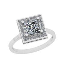 Certified 1.05 Ctw VS/SI1 Diamond 18K White Gold Promises Ring