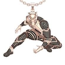 3.13 Ctw SI2/I1 Treted Fancy Black Diamond Prong Set 14K Rose Gold Marvel Partner Pendant Necklace