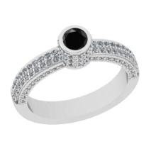 0.92 Ctw I2/I3 Treated Fancy Black And White Diamond 14K White Gold Vintage Style Engagement Ring