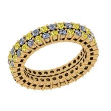 2.24 Ctw I2/I3 Treated Fancy Yellow And White Diamond 14K Yellow Gold Eternity Band Ring