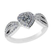 0.70 Ctw Diamond 14K White Gold Engagement Halo Ring