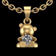 0.95 Ctw SI2//I1 Diamond 14 K Yellow Gold Teddy Pendant Necklace