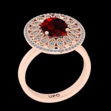 4.29 Ctw VS/SI1 Spessartite Garnet and Diamond 14K Rose Gold Engagement Ring