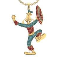 3.49 Ctw SI2/I1 Ruby & Aquamarine and Diamond Prong Set 14K Yellow Gold marvel characters theme Pend