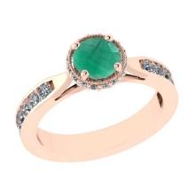 1.73 Ctw SI2/I1 Emerald and Diamond 14K Rose Gold Engagement Halo Ring