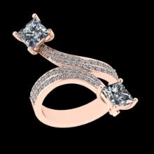 2.58 Ctw SI2/I1 Diamond 18K Rose Gold Bypass Engagement Ring
