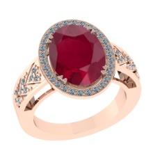5.45 Ctw SI2/I1 Ruby And Diamond 14K Rose Gold Engagement Ring