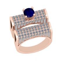3.31 Ctw SI2/I1Blue Sapphire and Diamond 14K Rose Gold Engagement set Ring