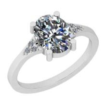 2.04 Ctw I2/I3 Diamond 14K White Gold Vintage Style Engagement Ring