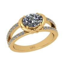 1.90 Ctw IGI Certificate Diamond Set 14K Yellow Gold Engagement Ring