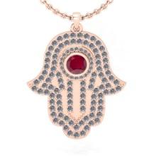 1.97 Ctw SI2/I1 Ruby and Diamond 14K Rose Gold Pendant Necklace
