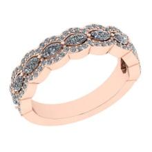 Certified 1.27 Ctw SI2/I1 Diamond 14K Rose Gold Vintage Style Wedding Band Ring