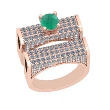 3.31 Ctw SI2/I1Emerald and Diamond 14K Rose Gold Engagement set Ring
