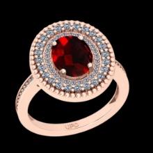 4.17 Ctw VS/SI1 Spessartite Garnet and Diamond 14K Rose Gold Engagement Ring