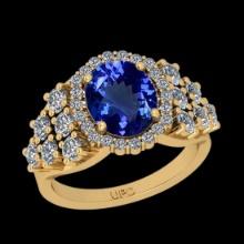 4.30 Ctw VS/SI1 Tanzanite and Diamond 14K Yellow Gold Engagement Ring