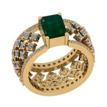 2.04 Ctw SI2/I1 Emerald And Diamond 14K Yellow Gold Engagement Ring