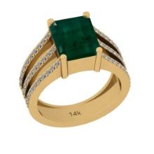 3.20 Ctw SI2/I1 Emerald And Diamond 14K Yellow Gold Engagement Ring