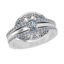 0.68 Ctw SI2/I1 Diamond Style 14K White Gold Engagement set Ring
