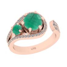 1.79 Ctw I2/I3 Emerald And Diamond 14K Rose Gold Engagement Ring