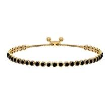 1.12 Ctw i2/i3 Treated Fancy Black Diamond Crown Set 14K Yellow Gold Slide Bracelet