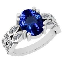 4.68 Ctw VS/SI1 Tanzanite And Diamond 14K White Gold Ring