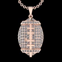 2.37 Ctw SI2/I1 Diamond 18K Rose Gold Football Pendant Necklace