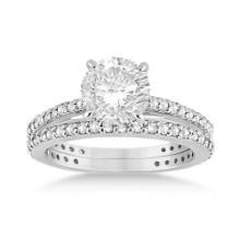 Eternity Diamond Engagement Ring and Band Set Platinum 1.90 ctw